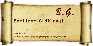 Berliner Györgyi névjegykártya